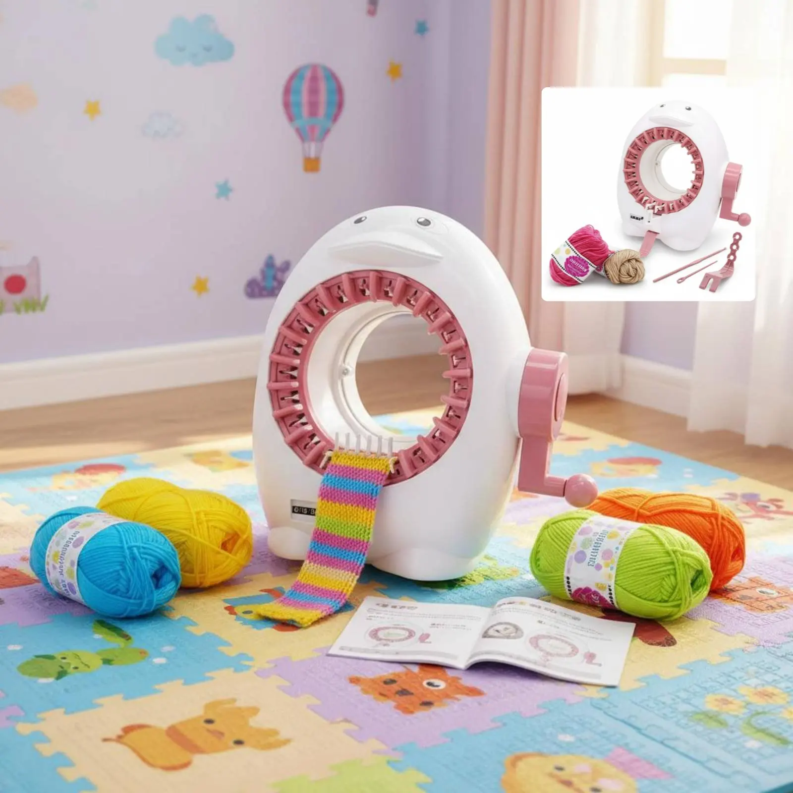 

Penguin Knitting Machine DIY Plan 22 Stitch Knitting Machine Kids Scarf Knitter Easy to Use Educational Toy Double Weaving Modes