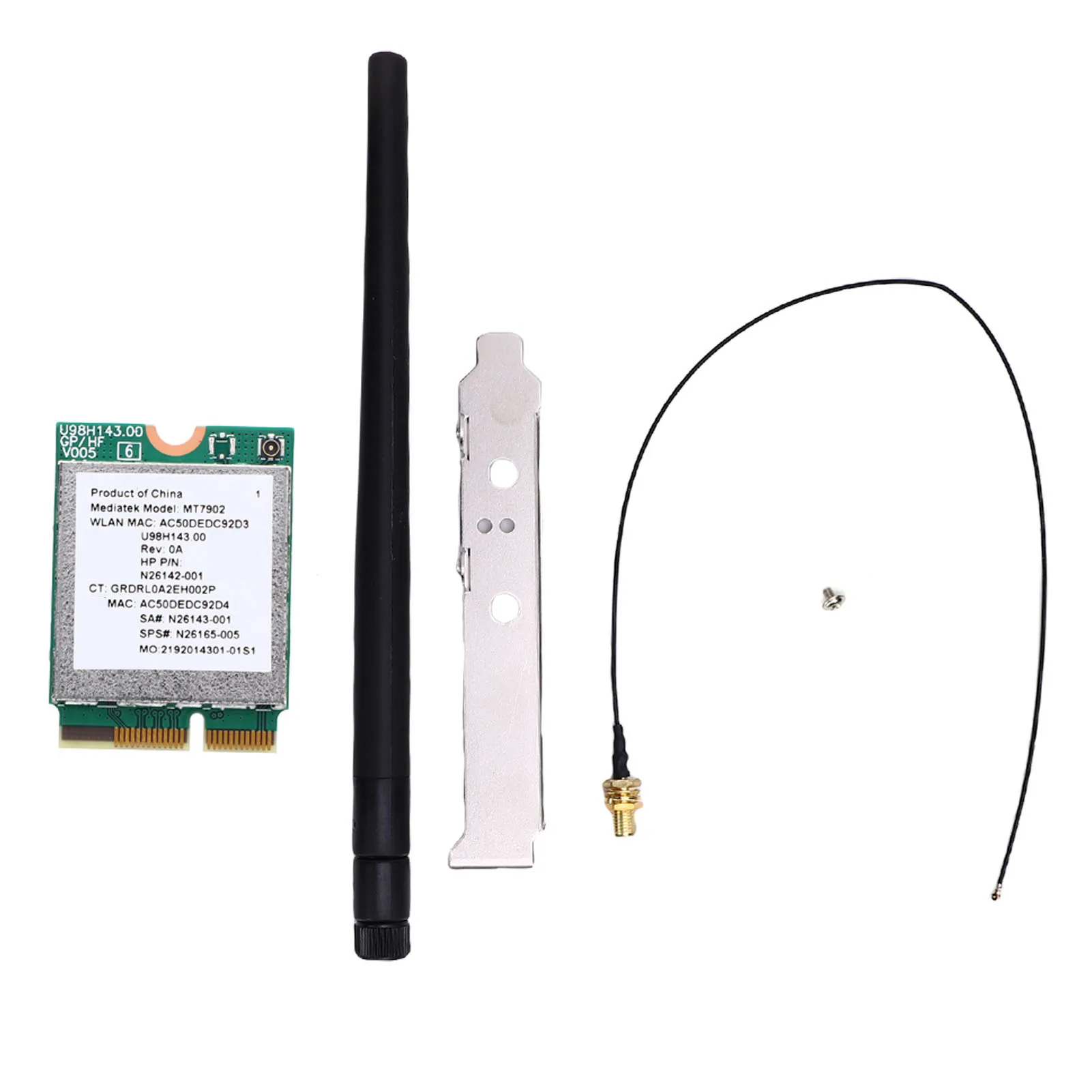 

Wireless Net Card for Wins 10 11 M.2 NGFF 4200Mbps 2.4GHz 5GHz 6GHz Laptop Network Adapter with 8dBi Antenna Bracket