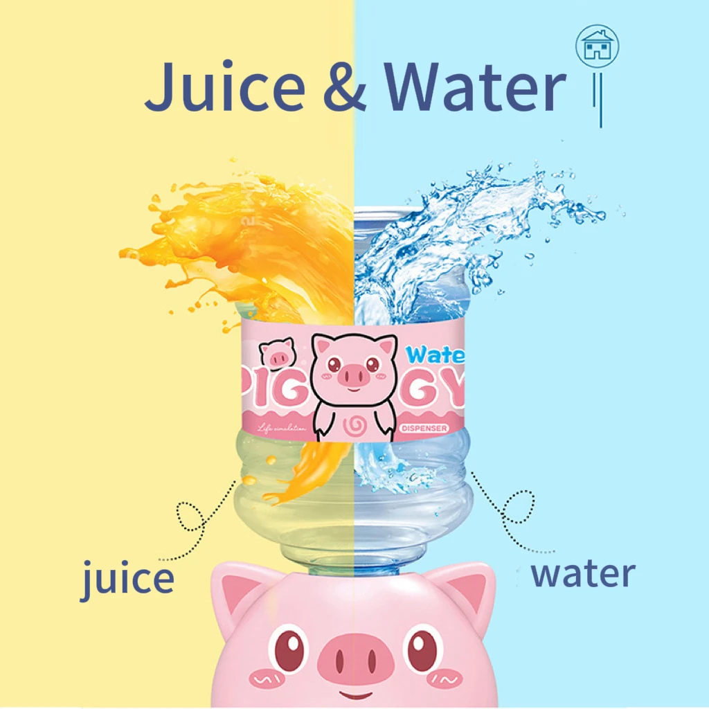 Mini Water Dispenser Machine Toy Simulation Animal Dollhouse Pretend Play Kitchen Supplies Beverage Cute Gift for Kids - Pig