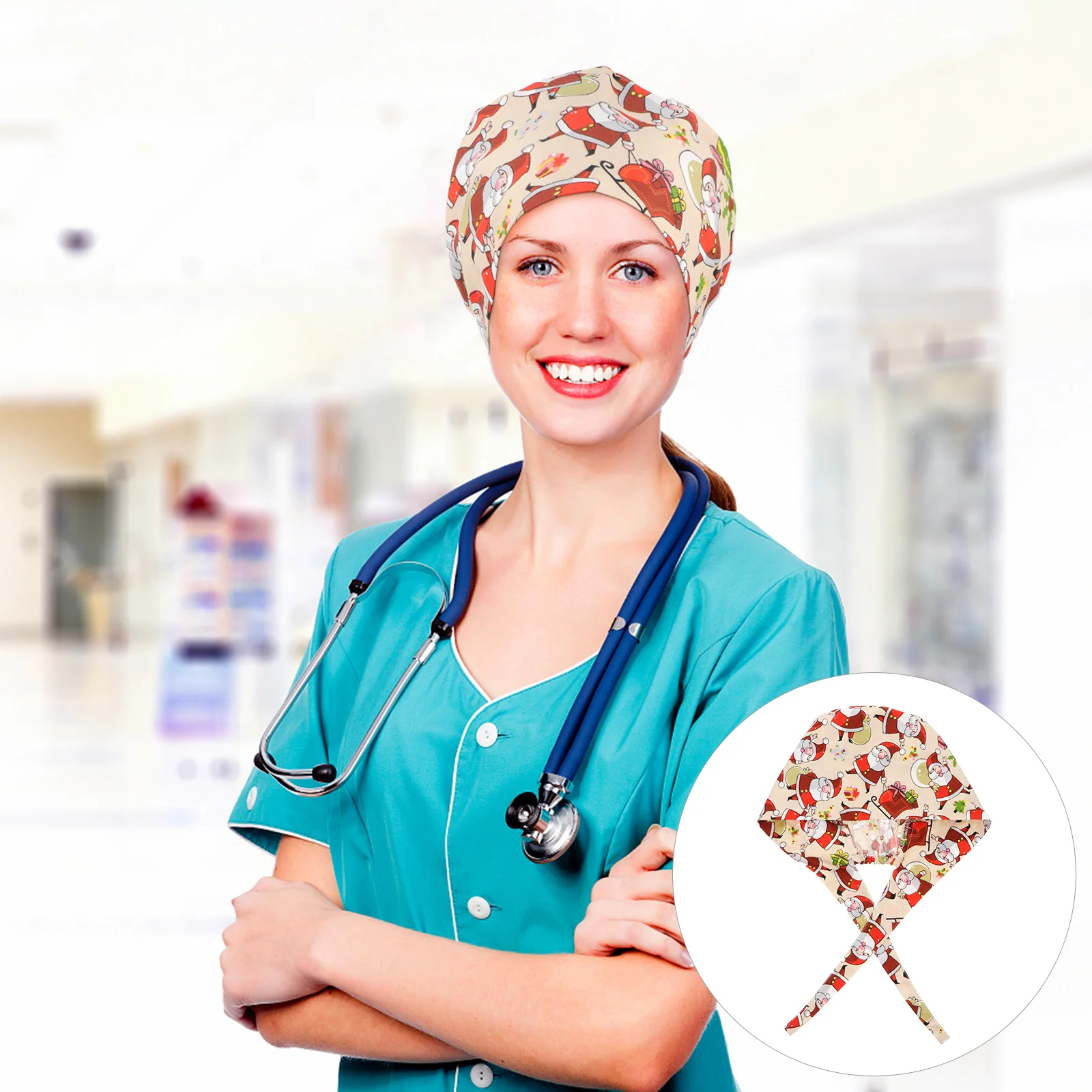 

Хлопковая шапка с рождественским принтом, рабочая шапка с героями мультфильмов для медсестры, спа, химиотерапии, пылезащитный гигиенический головной убор