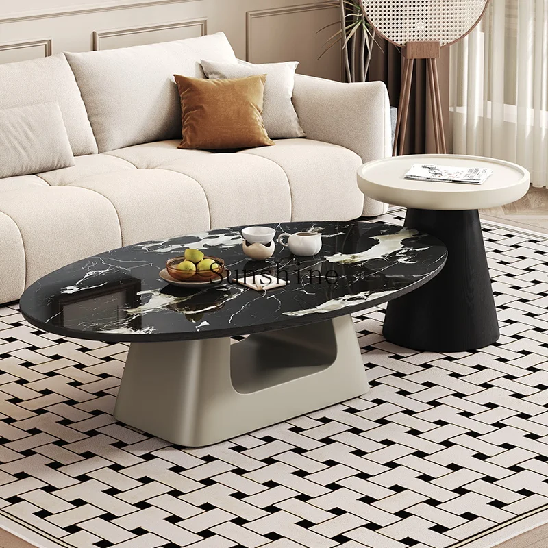 

Italian minimalist technology stone living room household small apartment high-end simple coffee table