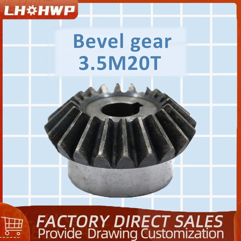 Bevel Gear 3.5M20Tooth Hole 14/15/16/17/18/20/22/24/25/28/30mm 45 Steel Teeth Surface Quenching Bevel Gears Screw Hole M6 Fixed