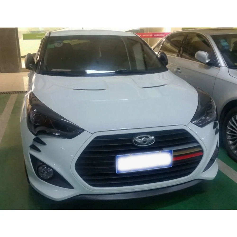 LP Style For Hyundai Veloster 1.6L 1.6T Carbon Fiber Wide Body Headlight Eyebrow CF Bumper Eyelid Auto Body Kit eyebrows 1pair