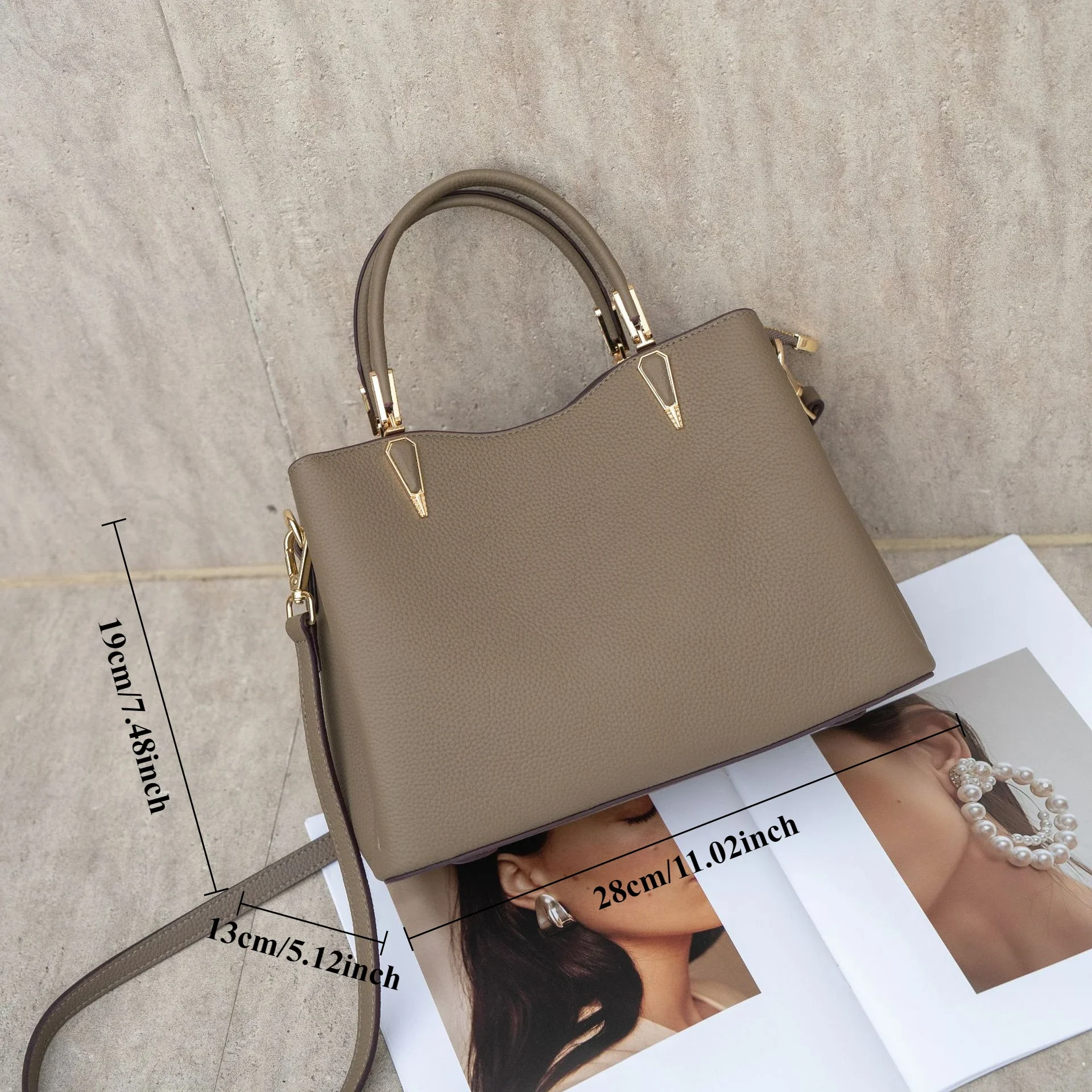 حقيبة يد نسائية من الجلد الطبيعي ذات سعة كبيرة وكتف واحد وحقيبة كروس، حقيبة عصرية وأنيقة وعملية ذات جودة عملية