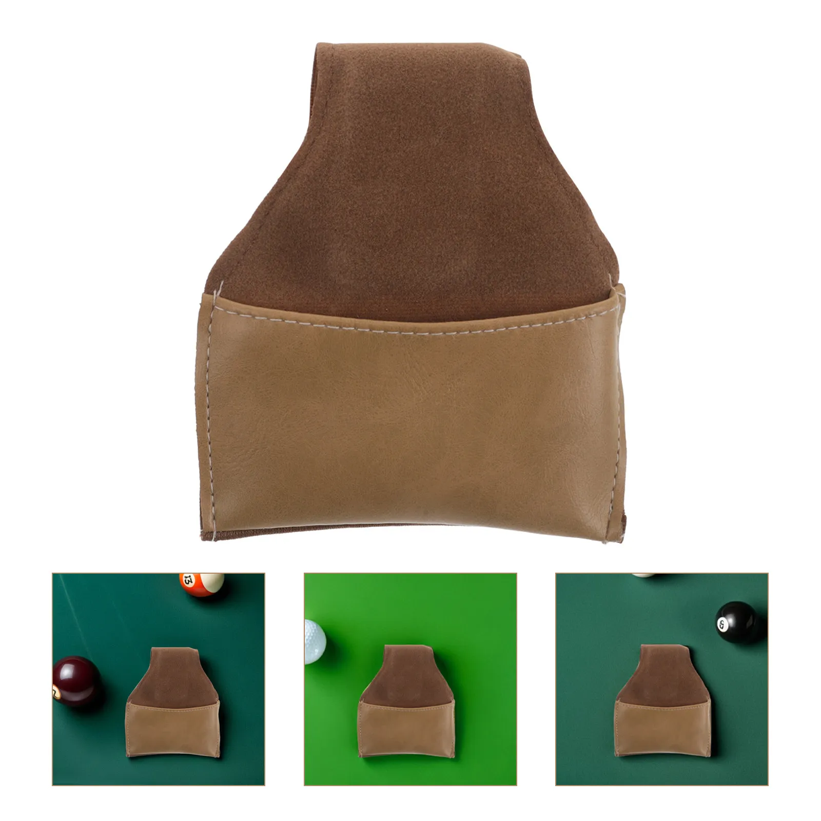 

Brown PU Billiard Chalk Holder Pouch for Snooker Pool Cue Tips Moisture Absorbing Portable Chalk Keeper Longevity