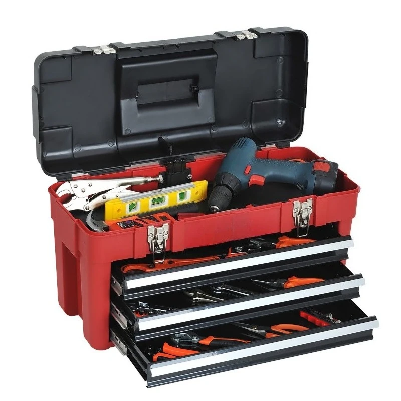 Grande caixa de armazenamento de metal tipo gaveta plana, caixa de ferramentas, caixa de armazenamento de grande capacidade