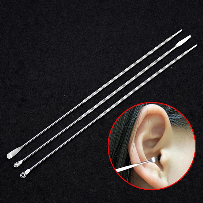 

3Pcs EarPick Unique Design Stainless Steel Ear Pick Wax Curette Remover Curette Ear Pick Cleaning Ear Cleanser Spoon Health Care