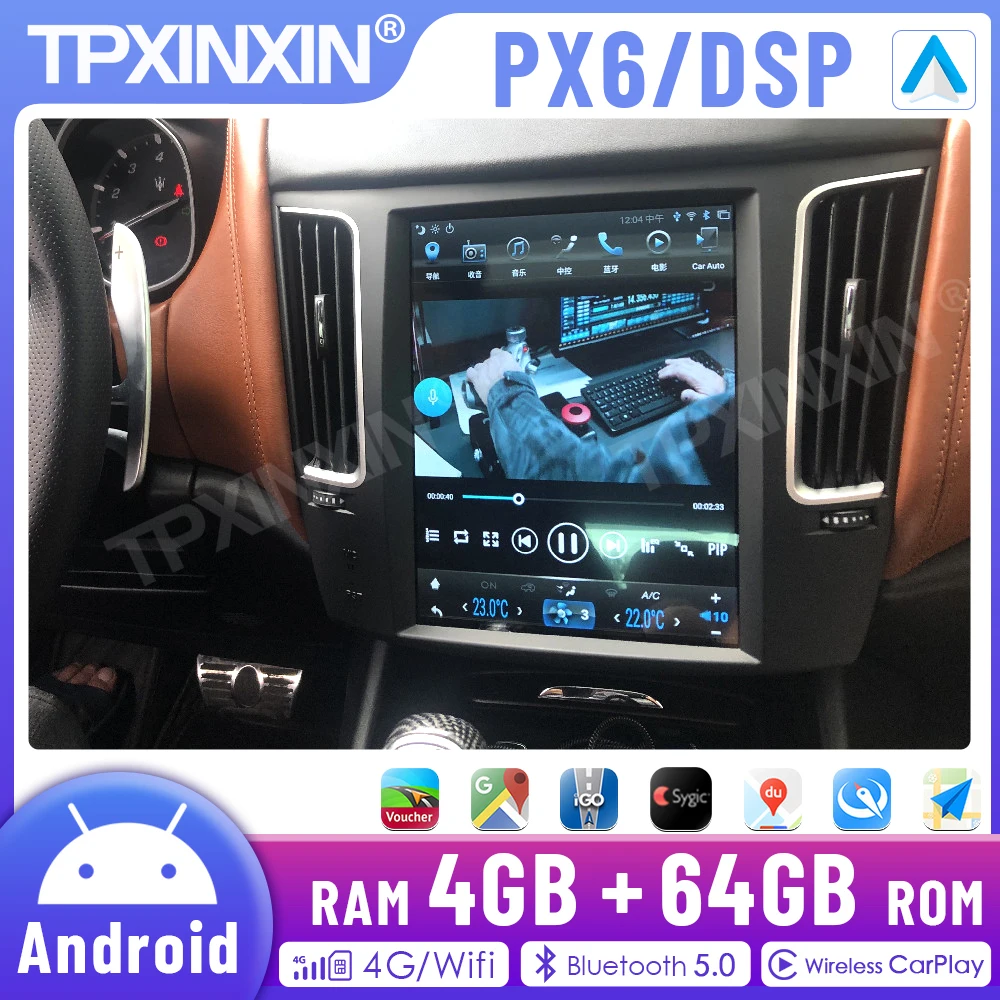 

2 Din Android 4+64G For Maserati Levante 2014-2022 Radio Multimedia Player Auto Stereo GPS Navigation Tape Head Unit DSP Carplay