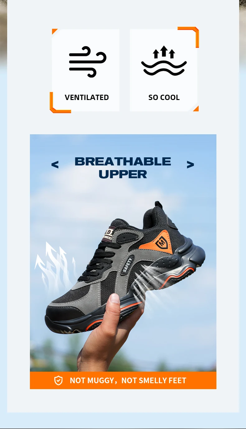 Work Safety Shoes Breathable Men Work Protective Sneakers Anti-Puncture Work Shoes Male Steel Toe Outside Sport Shoes