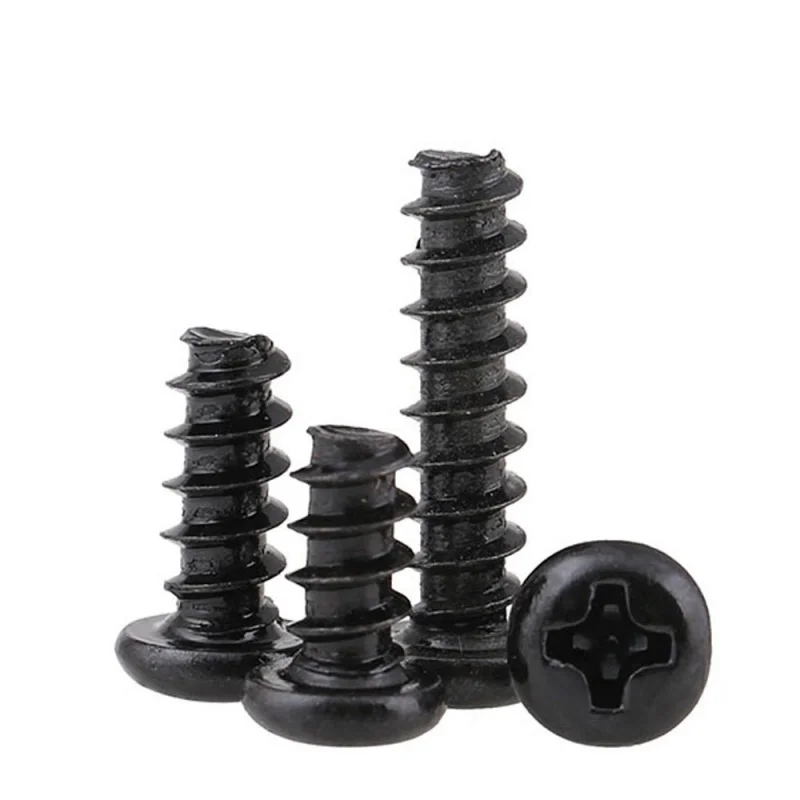 1000pcs/lot Cross Recessed Pan Head Self-tapping Screw M1 M1.2 M1.4 M1.7 M2 M2.3 M2.6 M3 Black Carbon Steel Phillips Screw