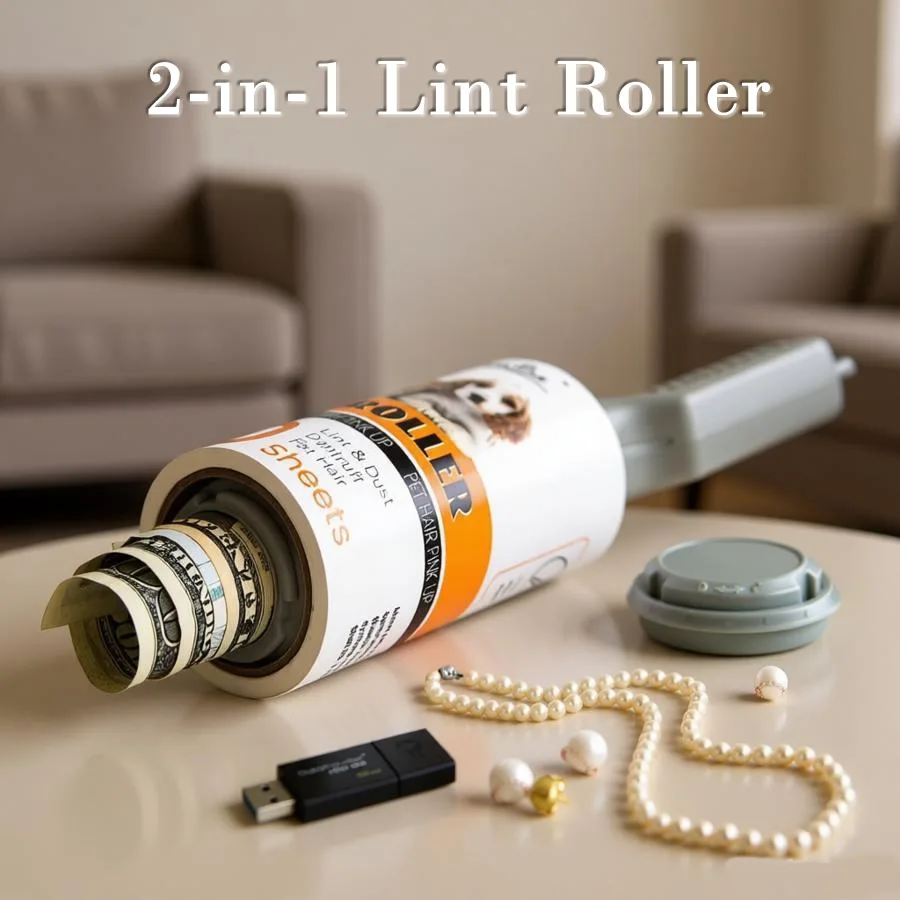 2in1 Lint Roller Hidden Safe Box Portable Diversion Storage Pet Hair Clean For Home Office Travel Car Pills Ring Cash Safe