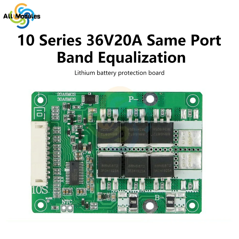 10S 36V 40A Battery Protection Board BMS PCB Module for Ternary Acid Battery with Balance Batteries Power Tools