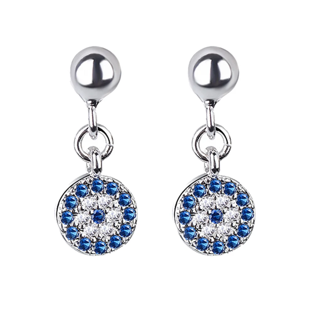 

Glamorous Copper Rhinestone Evil Eye Dangly Earrings For Women Fashion Ear Jewelry