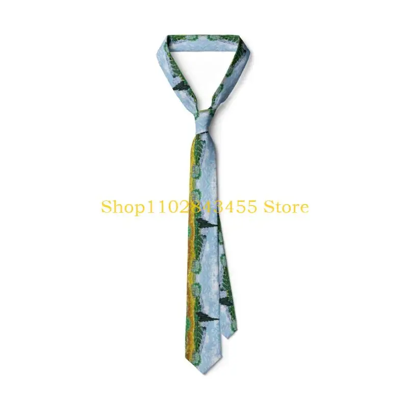 49MC Elegant 8cm Wide Vintage Oil Painting Print Tie With Unique Artistic Patterns Comfortable Fabric For Men and Women