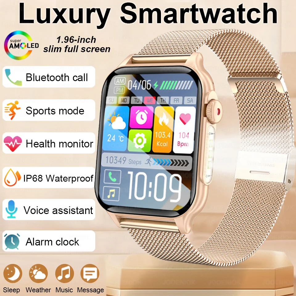

2025 New Luxury Smart Watch Women Heart Rate GPS Motion Track LED Flashlight Bluetooth Call Waterproof Sports Smartwatch Ladies