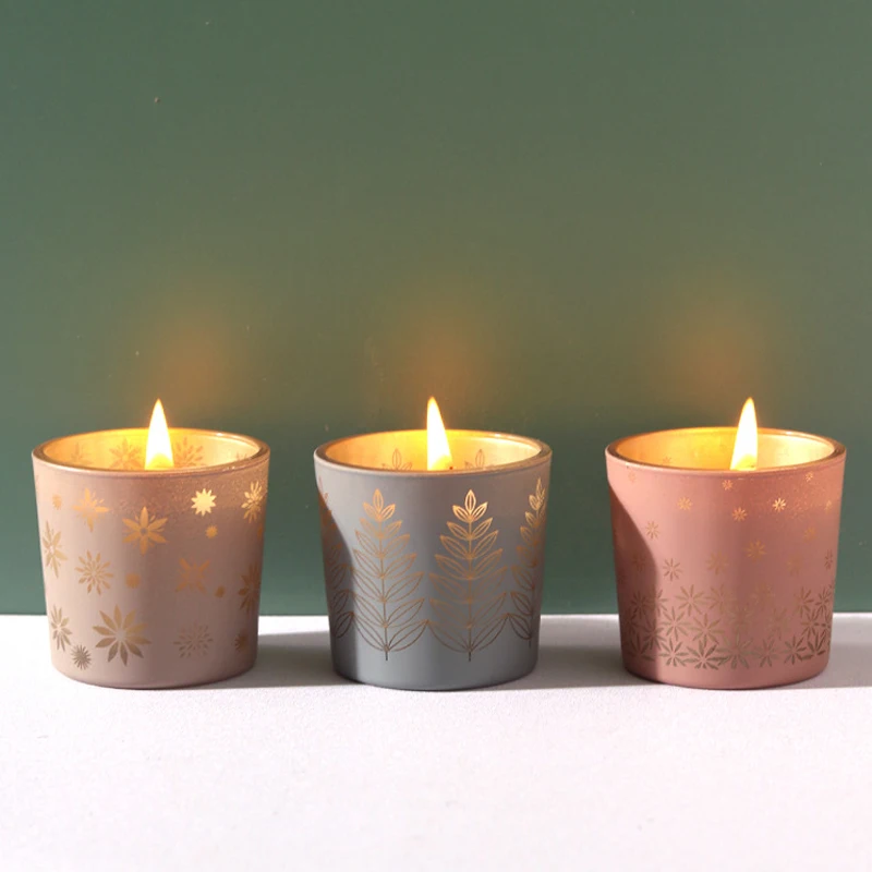 Colorful Ceramic candles creative home fragrance carved glass cups colorful small flower candles view 5