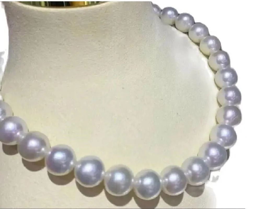 

Prachtige Aaaa 11-12Mm Ronde Akoya Witte Natuurlijke Parelketting Met 14K Gouden Gesp