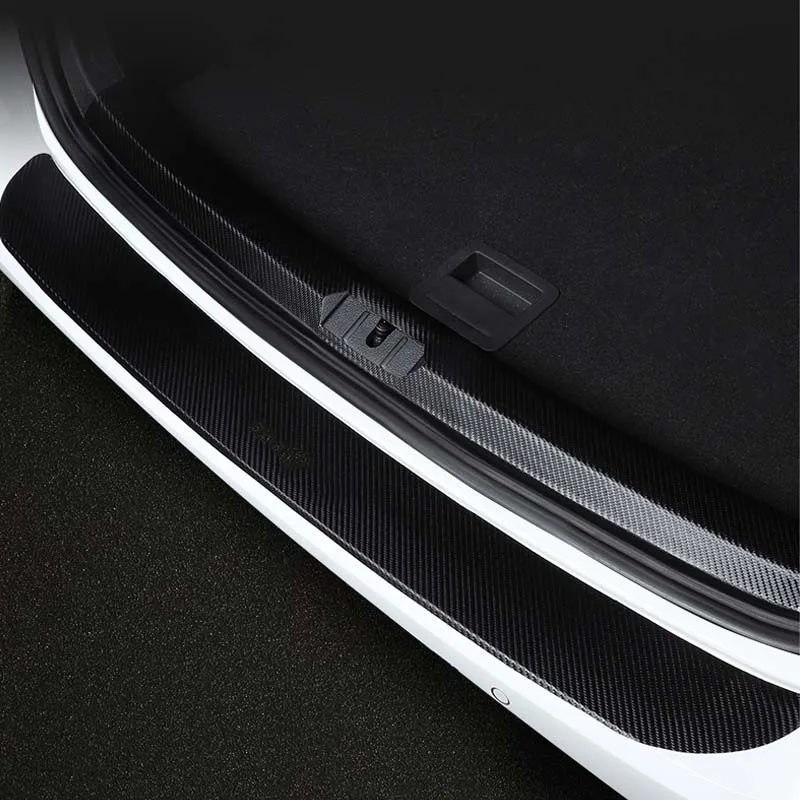 For VW TIGUAN MK2 2017 2018 2019 2020 2021 Carbon Fiber PU Leather Rearguard Rear Bumper Protector Sticker Plate Cover