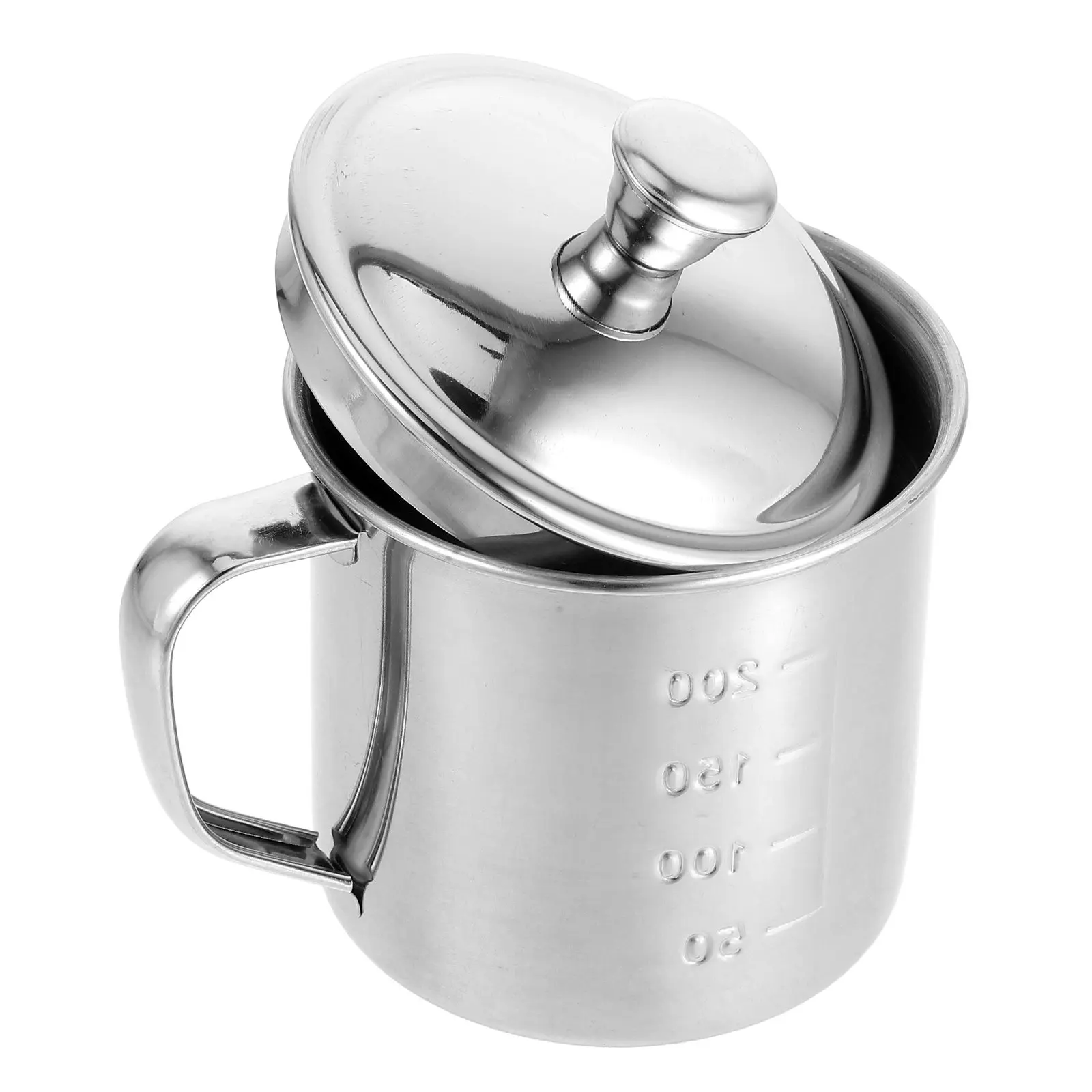 

1pc Stainless Steel Tea Cup With Handle Lid Portable Graduated Camping Mug For Kids Toddler Travel Outdoor Hiking Picnic
