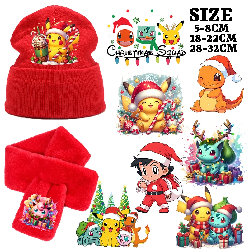 Новые-наклейки-с-горячей-передачей-покемонов-одежда-шапки-мультфильмы-аниме-рождественские-узоры-сделай-сам-железная-переводная-наклейка-теплопередача-печать