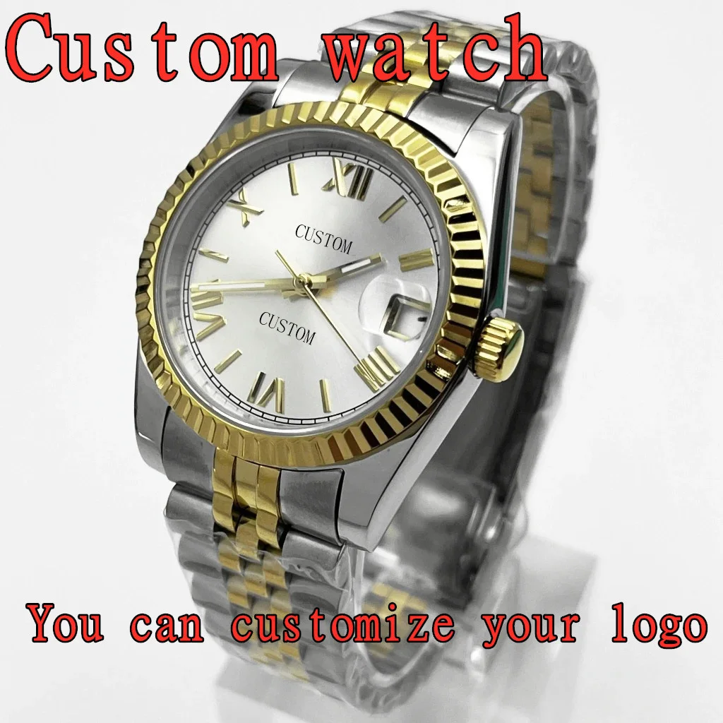 

Часы DIY с механизмом NH35, 36 мм/39 мм, высококачественное сапфировое стекло, стерильный циферблат с римскими цифрами, золотой корпус из нержавеющей стали.