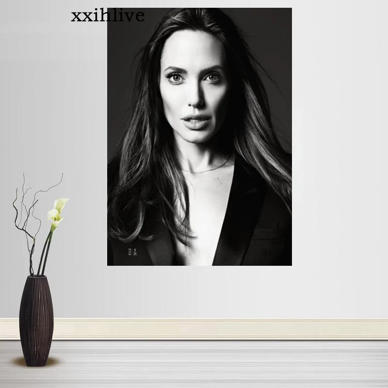 Canvas Painting Actress Wall Art Angelina Jolie Posters And Prints Wall Pictures For Room Decoration Home Decor Customizable