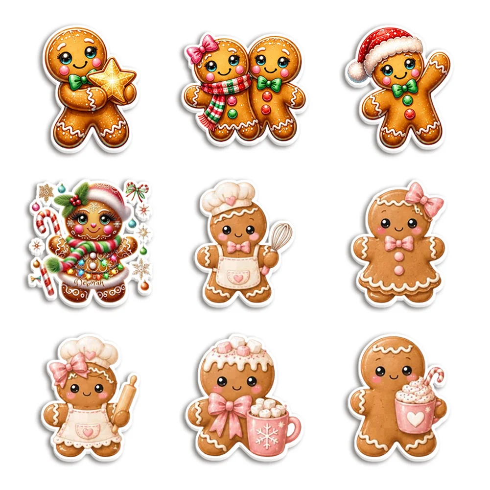 10pcs/lot Christmas Gingerbread Man Series Resin Planar Transparent Glitter Acrylic Flatback for Bow Center Craft Supply Backpac