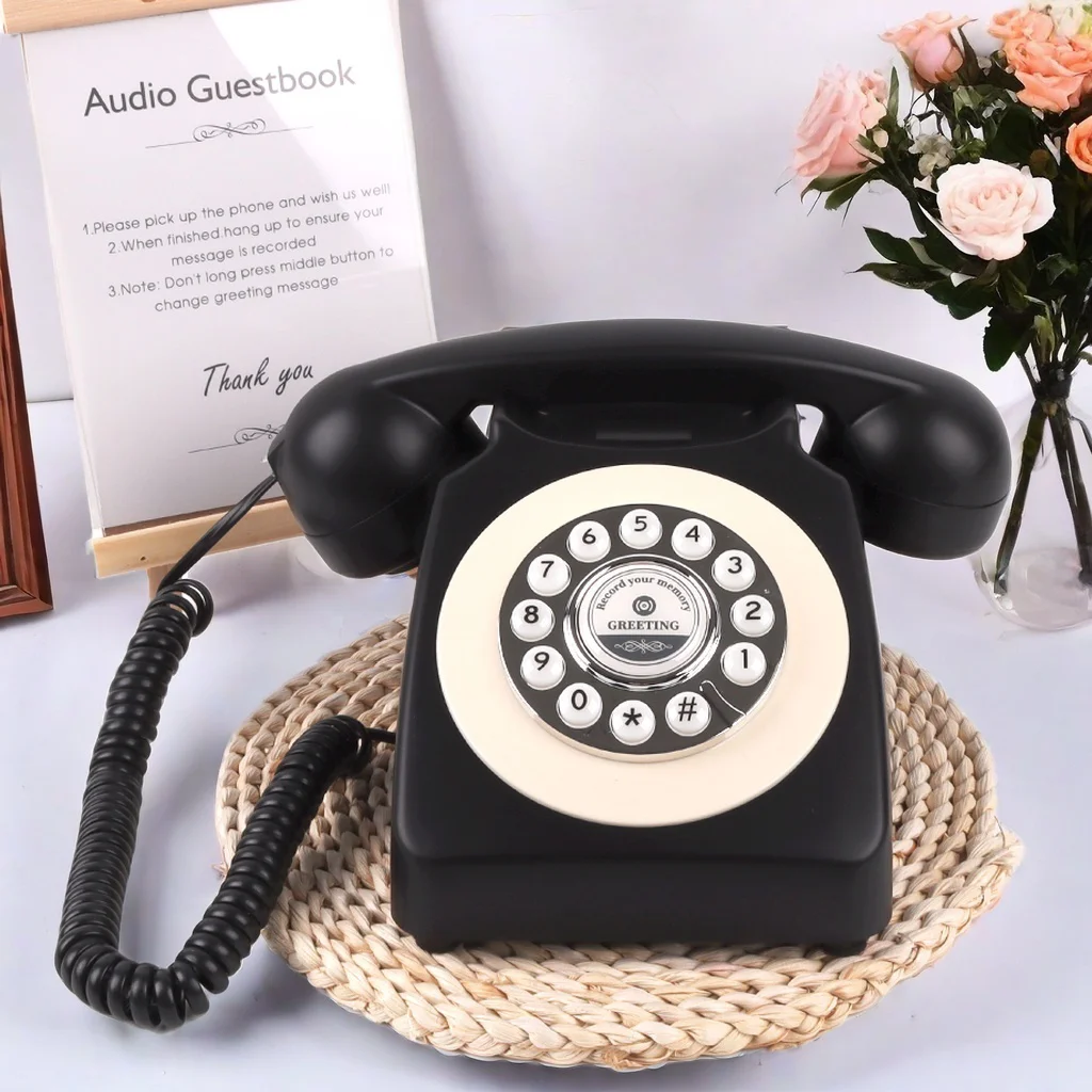 Audio Guest Book Wedding Phone Bridal Gifts Vintage Guest Book Telephone Record Customized Voice Message for Your Wedding Party