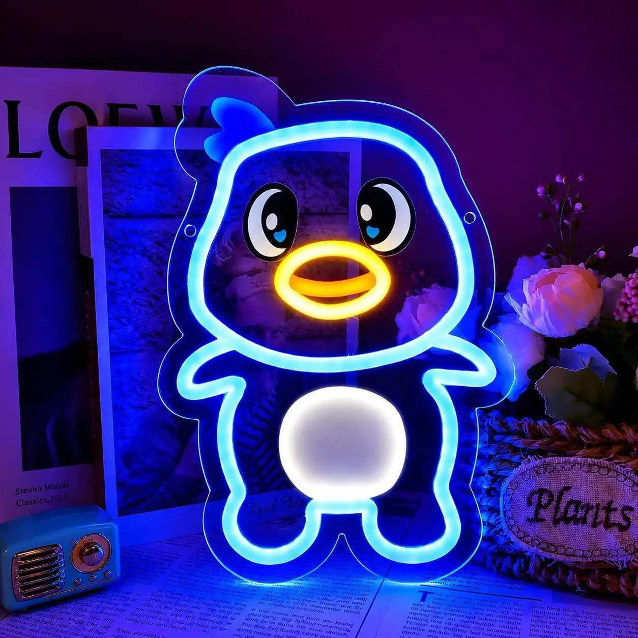  Cartoon Duck LED Neon Sign USB Neon Light for Kids Bedroom Dorm Animal Party Nursery Playroom Baby Shower Decor Birthday Gift