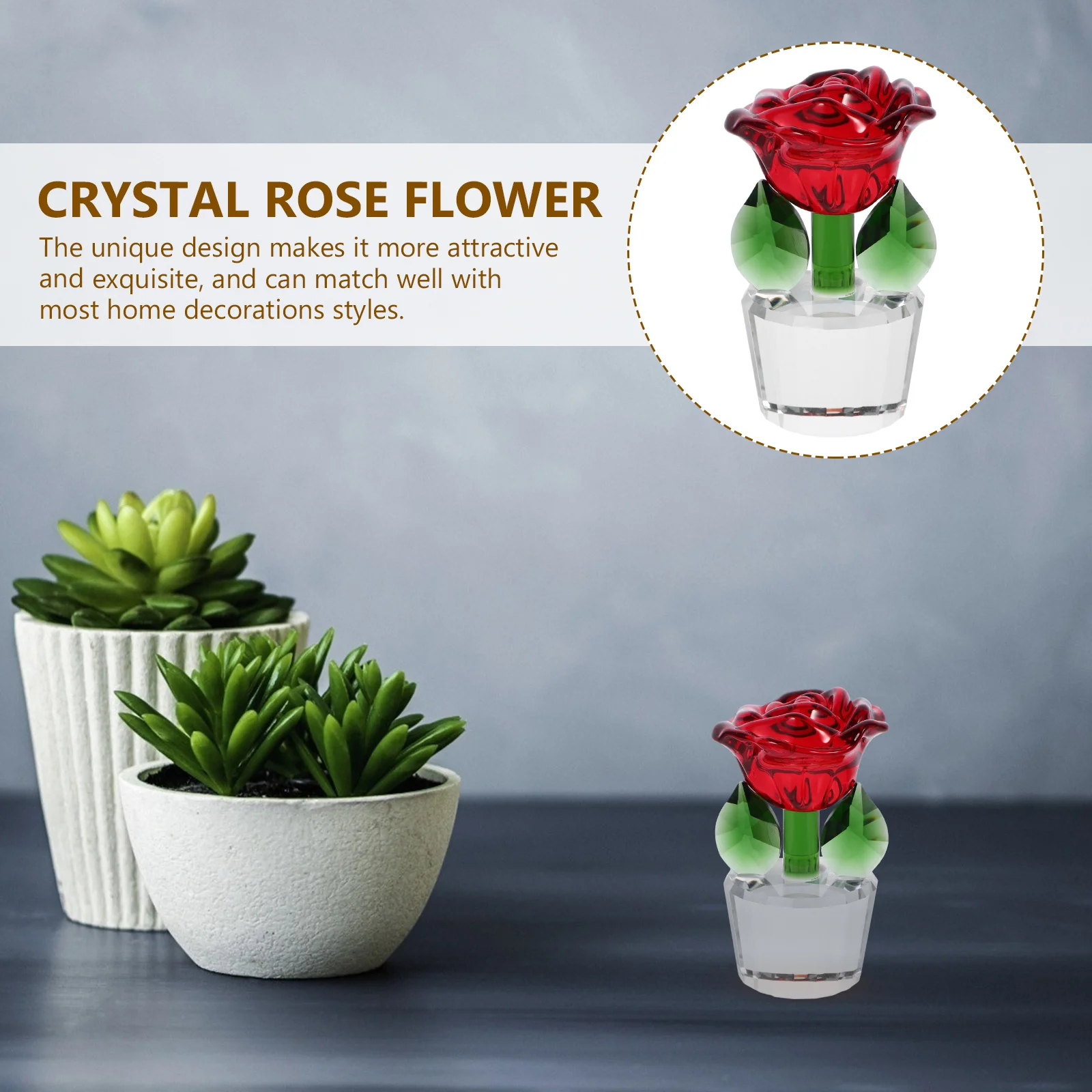 

Crystal Rose Decorative Flower Statue for Valentine's Day Wedding Anniversary Romantic Gift Home Decor Crystal Rose Flower