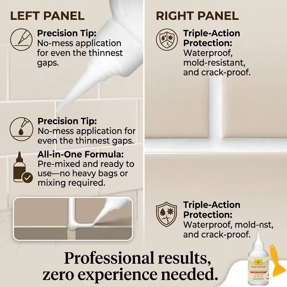 Waterproof Tile Grout Sealer Mold-Proof Quick Dry Repair Agent Floor Wall Gap Filler for Kitchen Bathroom Tile DIY Repair Kit