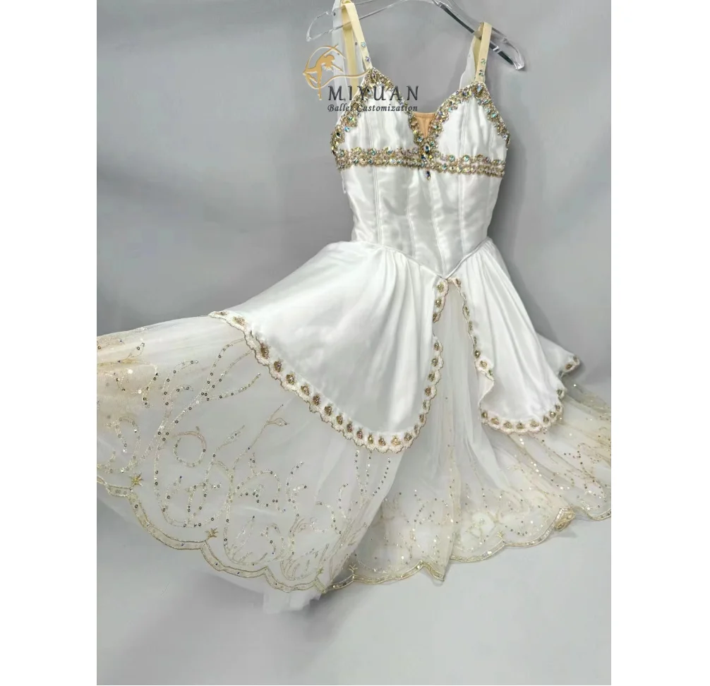 2024 New Youth Goddess tutu tailored for adults and children white contest long gauze dress