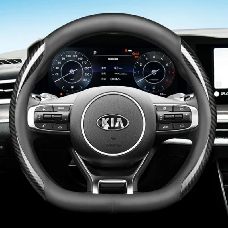 

Leather Car Steering Wheel Cover for Kia Stonic Niro Forte5 Venga Cerato K9 Carens Ray K2 Ceed Magentis Non-slip Auto Accessory