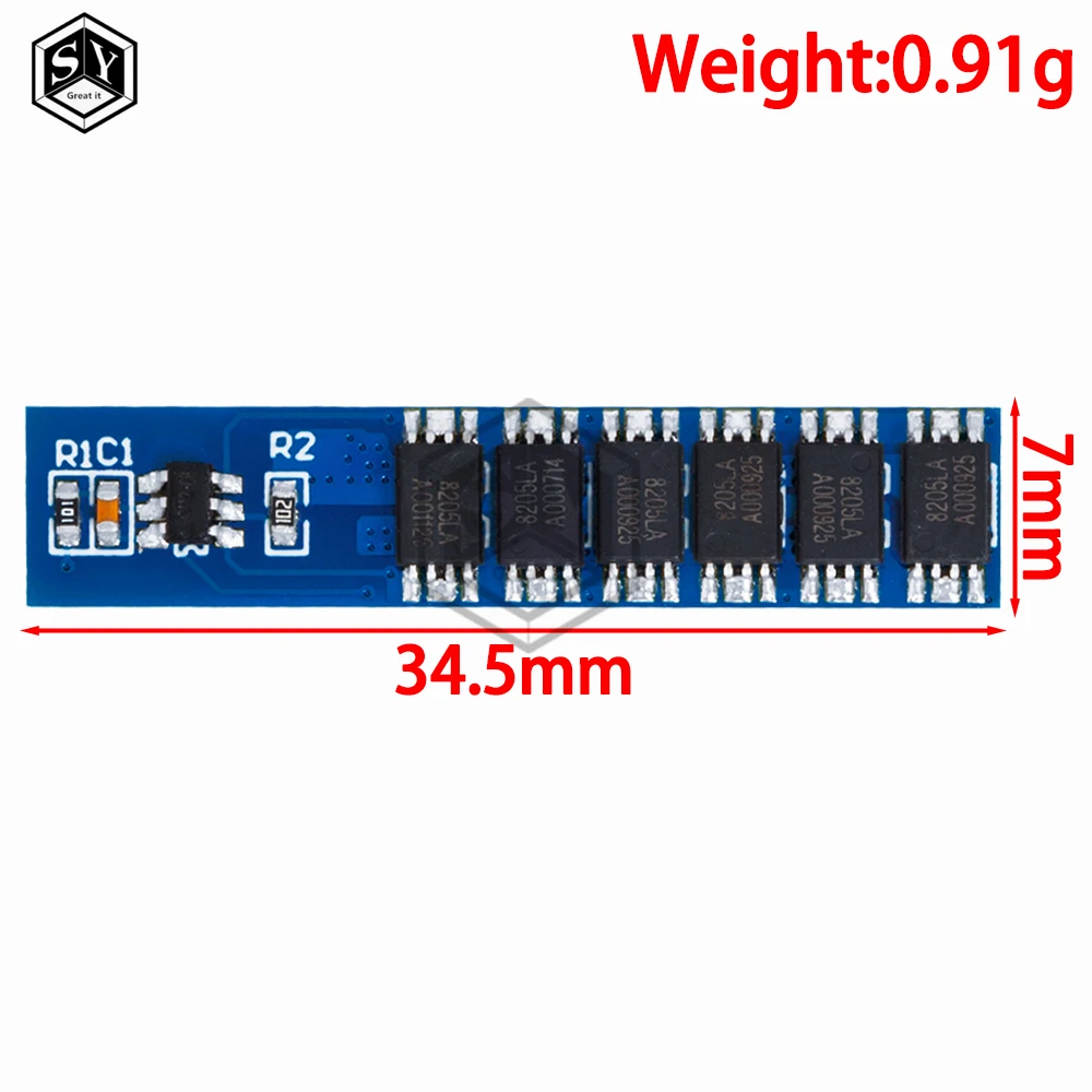 1S 15A 3.7V Li-ion 6MOS BMS PCM Battery Protection Board PCM for 18650 Lithium Lion Battery