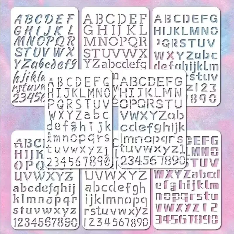 

Large Size 8Pcs English Alphabet Stencil Templates Art Letter Painting on Wood Reusable Stencil Crafts Drawing Templates for DIY