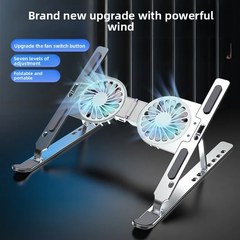 Metal Aluminum Alloy RGB LED Light Notebook Holder Radiator Three Gears Colorful Folding Lifting Portable
