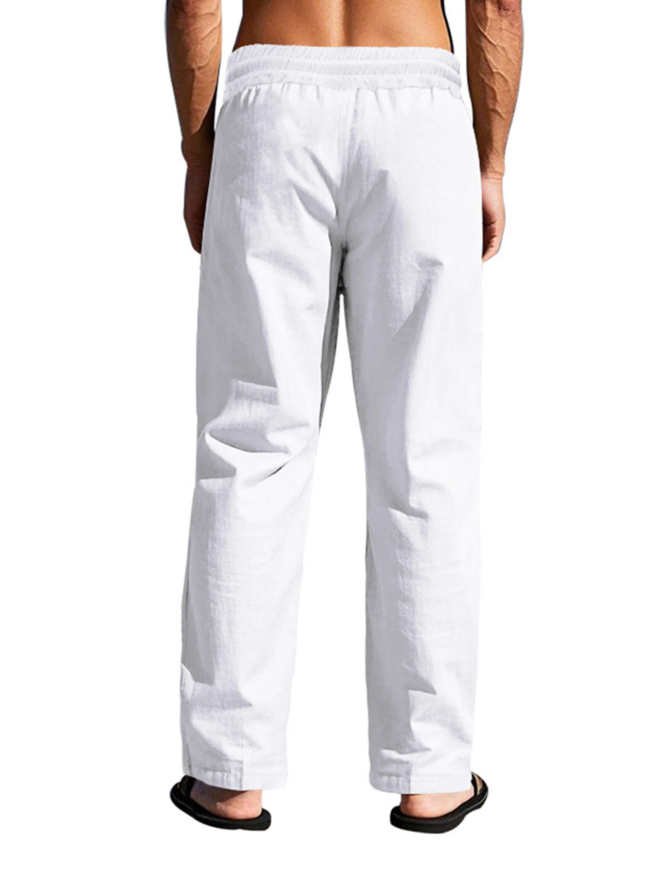 Herren-Freizeithose 2025, Frühjahr/Sommer, neuer Mann, große Größe, weiß, gerade Hose, solide Strandhose, schwarz, Fitnesshose, S-XXXL – Detail 8