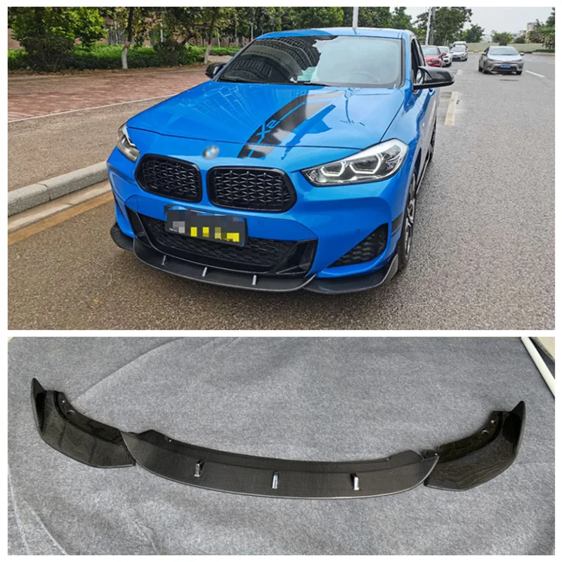 

Fits For BMW X2 F39 2020 2021 2022 High Quality Carbon Fiber Bumper Front Lip Splitter Diffuser Protector Cover