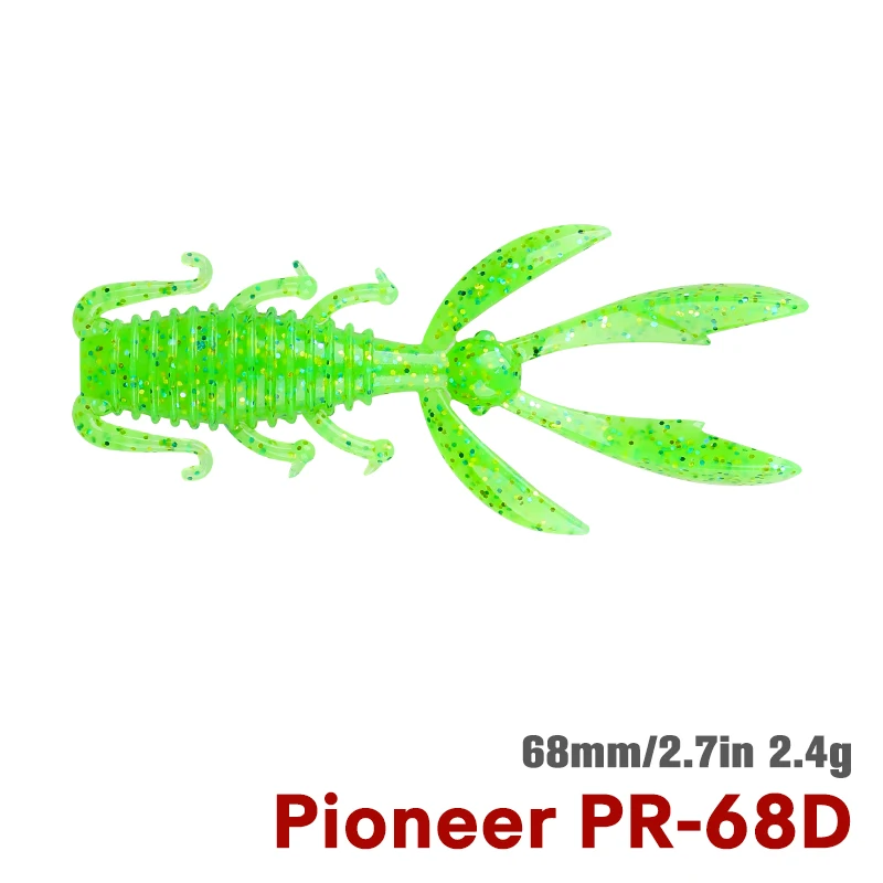 TSURINOYA Zacht Aas Langoesten PIONEER 68mm 20 stuks Vissen Lokmiddel Licht Spel Zachte Kunststoffen Voor Snoekbaars Baars Aasvis Wormaas