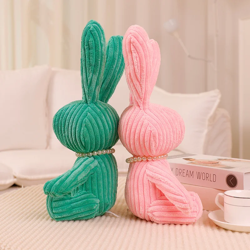 Lovely Plush Stuffed Pearl Rabbit Dolls Kawaii Green Pink Lantern Core Bunny Plush Toys Kids Girls Birthday Christmas Presents