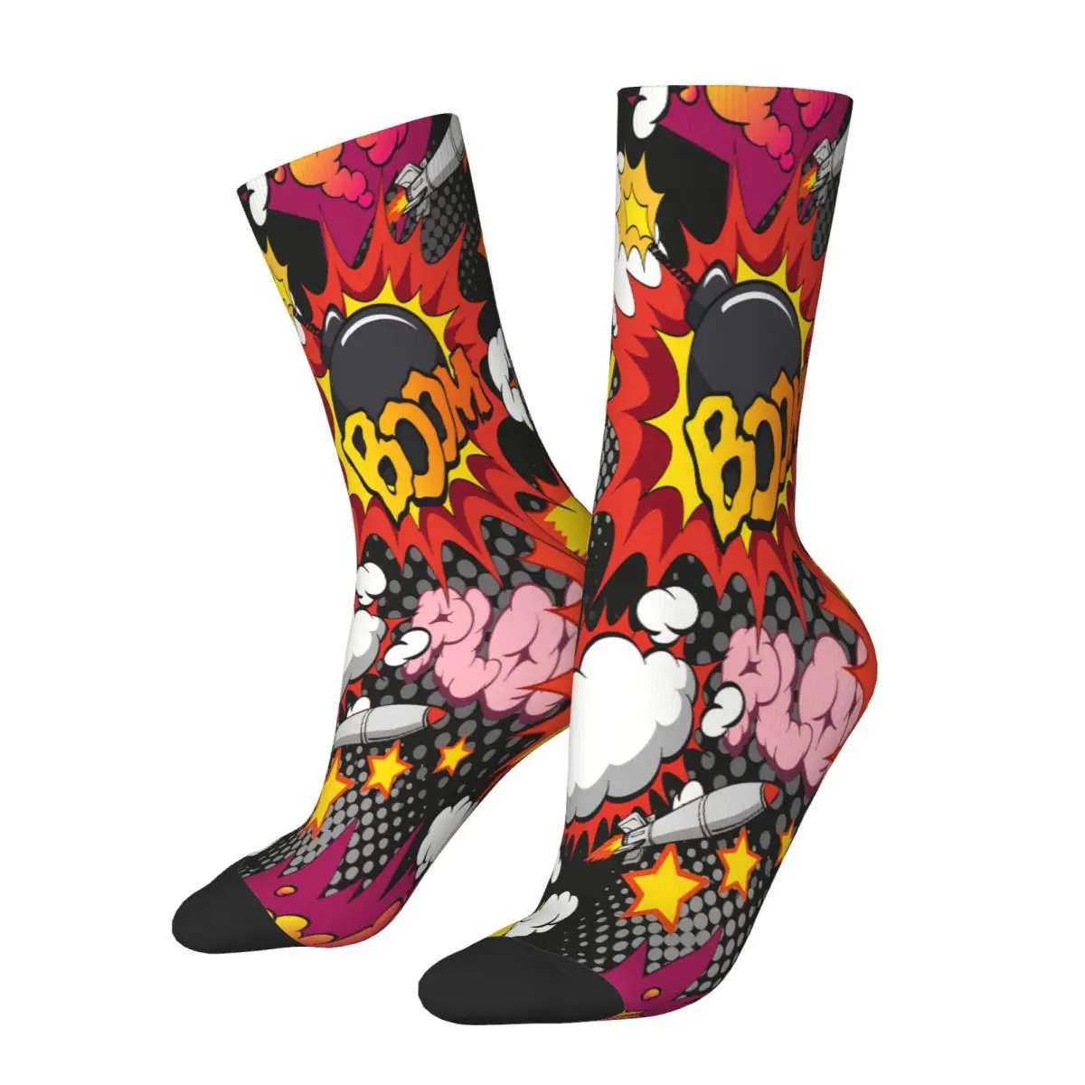 Comic Book Explosion Graffiti Art Pattern Socks Male Mens Women Autumn Stockings Polyester