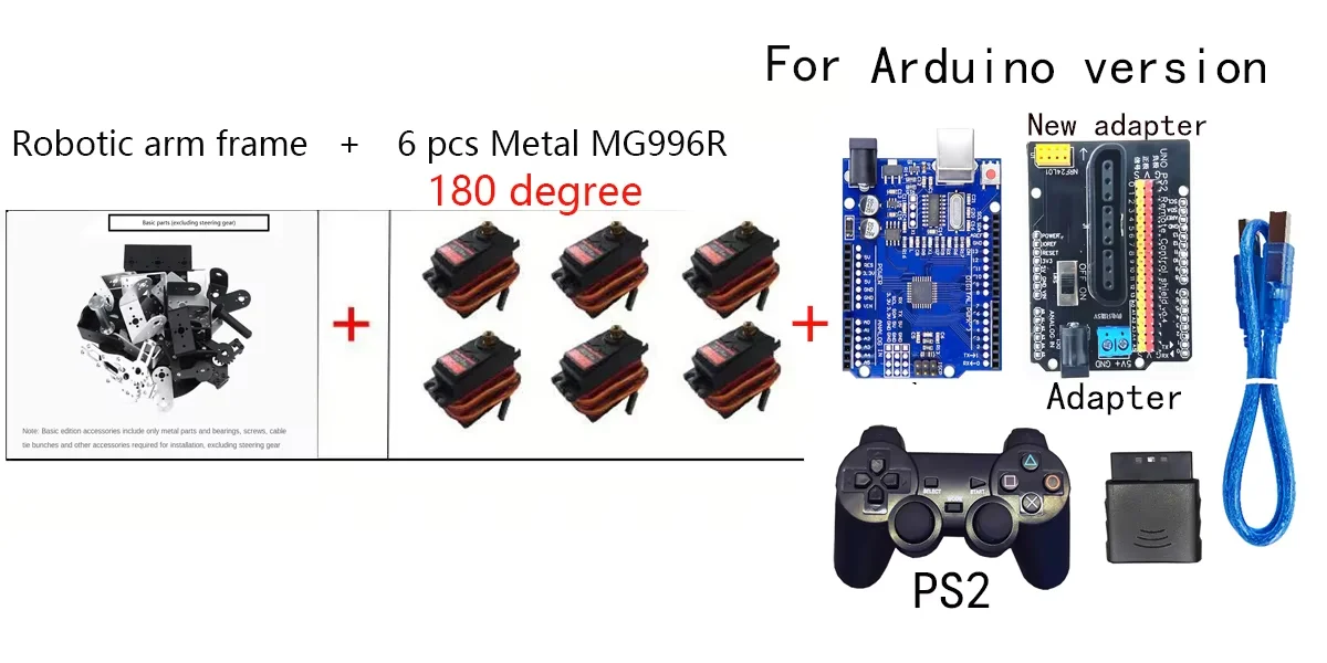 6-teiliges Robotik-Set, pädagogischer Roboter-Manipulator, Metalllegierung, Arduino-Arm-Servo MG996 für Arduino-Roboter, DIY-Kit, programmierbares Kit – Detail 14