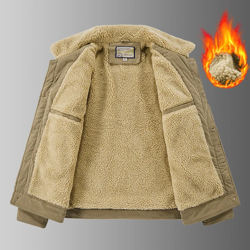 2025 neue Winter Männer Cord Fleece Jacken Warme Parkas Mäntel Männlichen Outwear Casual Mäntel Qualität Männer Lose Werkzeug Jacken
