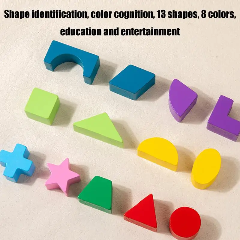 Shape Wooden Puzzle Toys Wooden Sorter Toy Shape Blocks Sorting Cube Fine Motor Classic Educational Toy Puzzle Games With 13