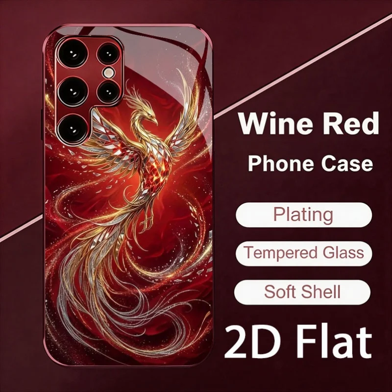 Phone case Spread wings Golden Phoenix s26 ultra case 25 Glass phone case for Samsung Galaxy s26/s25/s24/s23/s22 Ultra FE Plus