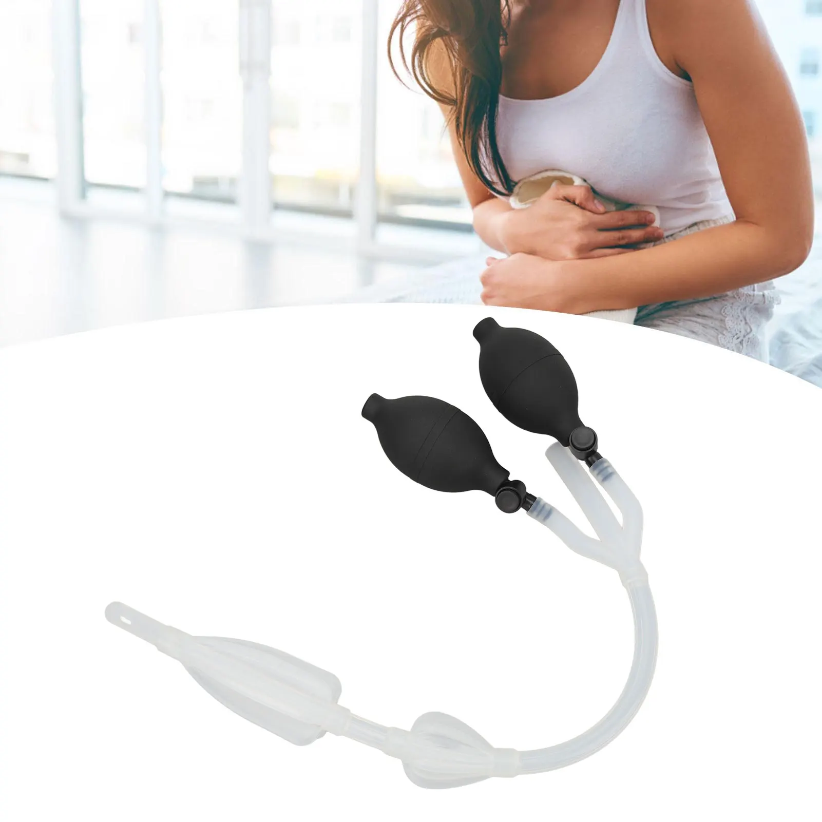 

Enema Douche Silicone Enema Douche Bulb Side Openings Elastic Inflatable Double Bulb Flushing System for Health Care