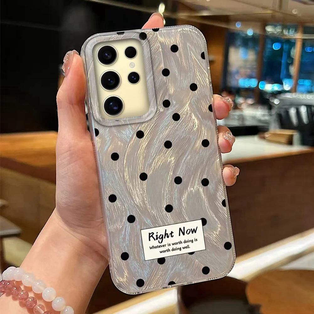 Retro Kreisförmige Punkte Frauen Telefon Fall Für Samsung Galaxy S24 S22 S23 S25 Rand S21 Plus S20 FE Ultra Fundas zurück Silikon TPU Abdeckung