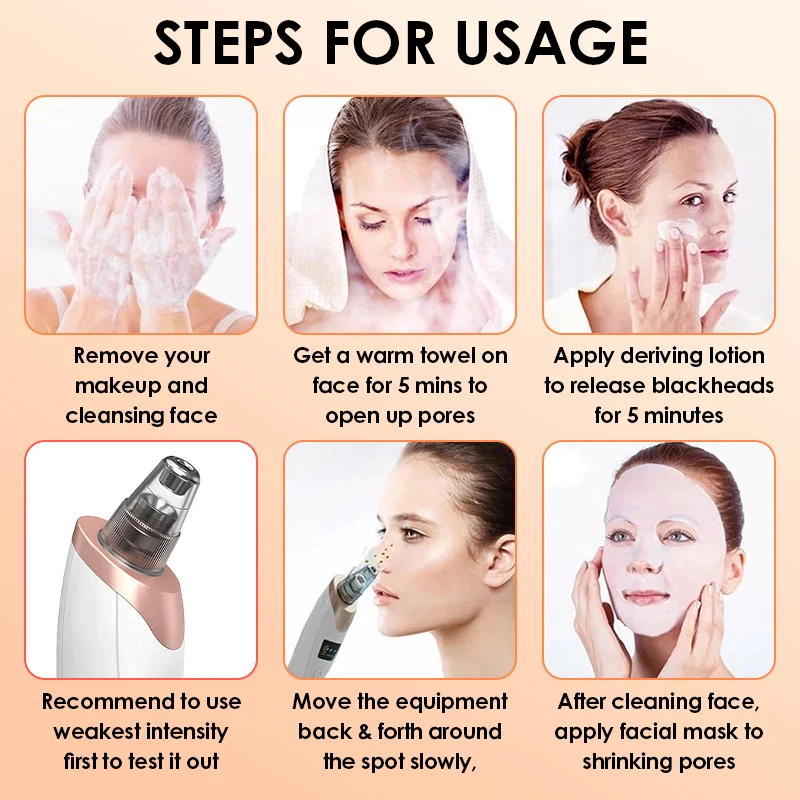 Blackhead Remover Pore Vacuum Face Cleaner Electric USB Recharge Pore Cleaner Spot Acne Pimple Black Head Deep Skin Care Beauty