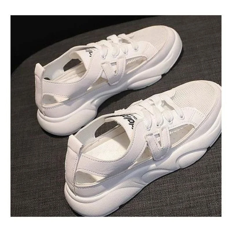 Comemore 2023 New Spring White Women\'s Shoes All-match Casual Leisure Pump Sports Sandals Summer Flat Hollow Out Mesh Sneakers