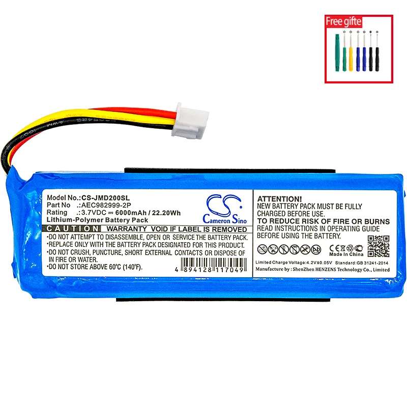 Cameron Sino Battery for JBL Charge.fits AEC982999-2P Shock wave Speaker battery.Replacement battery.Shock wave battery.6000mAh